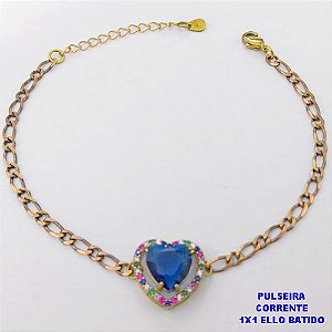 PULSEIRA NO BRUTO PRONTO PARA O BANHO(CX194) PULSEIRA 1X1 ELLO BATIDO LARGURA 3MM / CONECTOR COM CONECTOR EM ALTA FUSÃO CRAVEJADA ( "ZIRCONIA " 10X10MM" / PESO 4.6GR - BRU29239