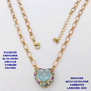 CONJUNTO NO BRUTO PRONTO PARA O BANHO / CONJUNTO SHOCKER E BRINCO COM CORRENTE 1X1 ELLO BATIDO 4MM /BRINCO E PINGENTE EM ALTA FUSÃO / ZIRCONIA 10X10MM - / PESO 9.8GR - BRU29263