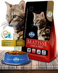 Ração Seca Farmina Matisse Carne e Arroz para Gatos Adultos -  800Gr