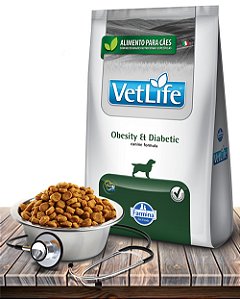 Ração Seca Farmina Vet Life Natural Obesity & Diabetic para Cães Adultos Obesos ou Diabéticos - 2Kg