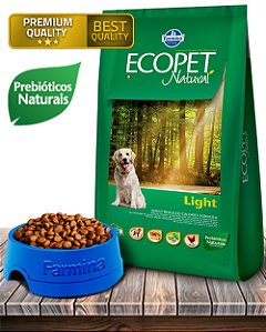 Ração Seca Farmina Ecopet Natural Light para Cães Adultos de Raças Médias e Grandes com Tendência a Obesidade - 15Kg
