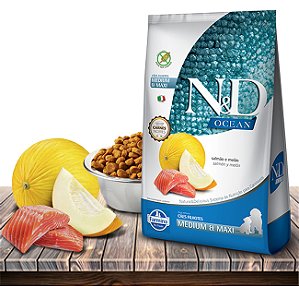 Ração Seca N&D Ocean Canine Salmão e Melão Puppy Maxi Breed para Câes Filhotes de Raças Médias e Grandes - 2,5Kg
