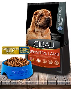 Ração Seca Farmina Cibau Sensitive Lamb para Cães Adultos Sensíveis de Raças Médias e Grandes - 12kg