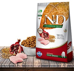 Ração Seca Farmina N&D Ancestral Grain Canine Frango & Romã Puppy Maxi Breeds para Cães Filhotes de Raças Grandes - 10,1Kg