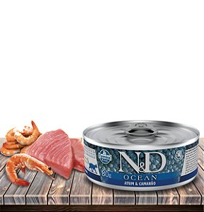 Ração Úmida Farmina N&D Ocean Wet Feline Atum & Camarão para Gatos Adultos - 80Gr