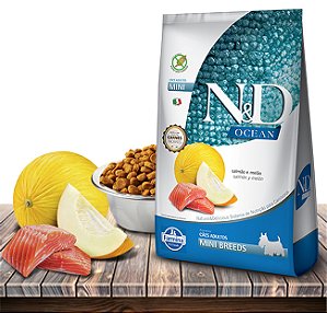 Ração Seca ND Ocean Canine Salmão e Melão Adult Mini Breeds para Cães Adultos de Raças Pequenas - 800gr