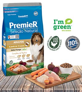 Ração Seca PremieRPet Seleção Natural Frango para Cães Adultos de Médio Porte - 12Kg