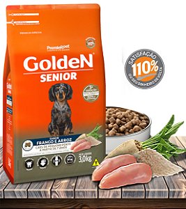 Ração Seca PremieRPet Goldem Fórmula Mini Bits  +7 Frango e Arroz para Cães Adultos Senior de Pequeno Porte - 3Kg
