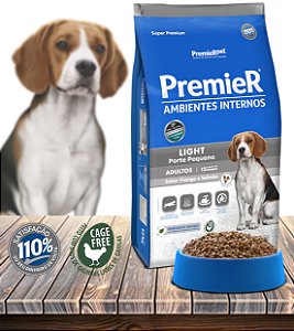 Ração Seca PremieRPet Ambientes Internos Light para Cães Adultos de Pequeno Porte em Manutenção do Peso - 12Kg
