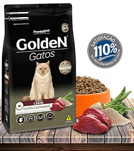 Ração Seca PremieRPet Golden Carne para Gatos Adultos Castrados -  3Kg