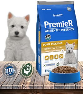 Ração Seca PremieRPet Ambientes Internos Frango e Salmão para Cães Filhotes - 2,5Kg