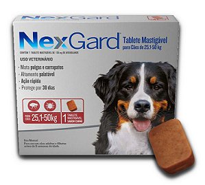 NexGard Antipulgas e Carrapatos136 mg para Cães de 25,1 a 50 Kg - 1 TABLETE