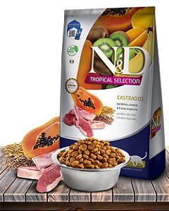 Ração Seca Farmina N&D Tropical Selection Cordeiro, Cereais e Frutas Tropicais para Gatos Adultos Castrados - 1,5Kg