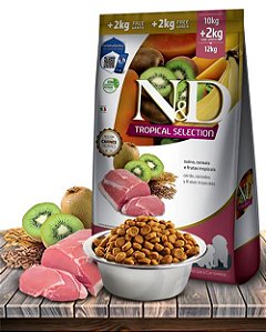 Ração Seca Farmina N&D Tropical Selection Suíno, Cereais e Frutas Tropicais para Cães Filhotes Médias e Grandes - 2+0,5Kg