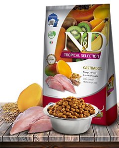 Ração Seca Farmina N&D Tropical Selection Frango, Cereais e Frutas Tropicais para Gatos Adultos Castrados - 400Gr