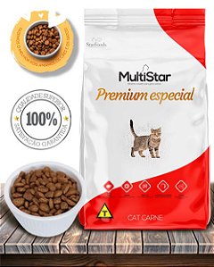 Ração Seca Multi Star Cat Premium Especial Sabor Carne para Gatos Adultos - 10,1Kg