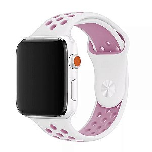 Pulseira Nike Sport Apple Watch Branco E Rosa Silicone 38-40Mm