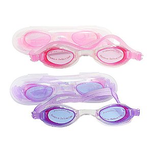 Óculos de Natação com Estojo Plástico e Tampão de Ouvidos - Rosa/Roxo Sortidos (GU5250-RS-RX)