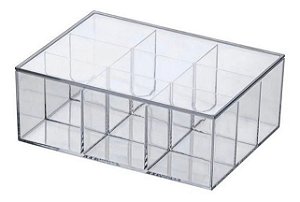 Caixa organizadora transparente com divisórias