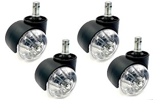 Kit com 4 Rodízios para Cadeira de Escritório Giratória | Deslizamento Suave e Silencioso