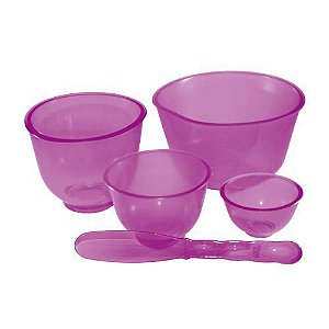 Kit 4 Cubetas E 1 Espátula Rosa