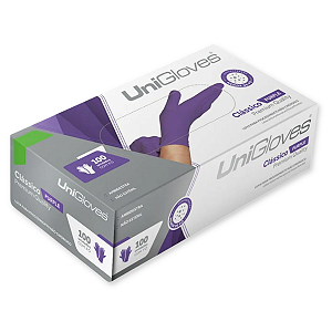 Luva Látex Com Pó Roxa 100 Unidades UniGloves