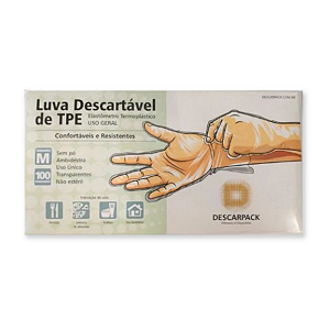Luva TPE Descartável P Transparente 100 Unidades Descarpack