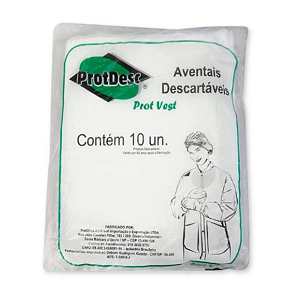 Avental Descartável Sem Manga Branco 20gm Protdesc 10 Unidades