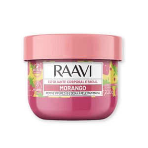 Esfoliante Corporal e Facial Morango 200g Raavi