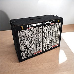 Cofre Em MDF Cofrinho Desafio Poupar Dinheiro Realizações Alcançar Metas Mil e 2 Mil