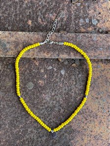 Colar Choker Amarelo com Moedinha Lisa