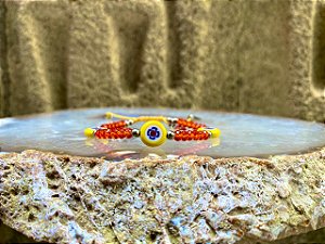 Pulseira Laranja com Murano Amarelo