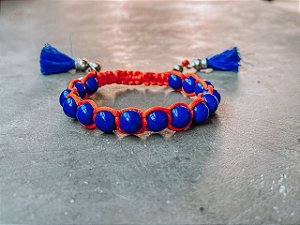 Pulseira Macramê Azul com Pingente Tassel