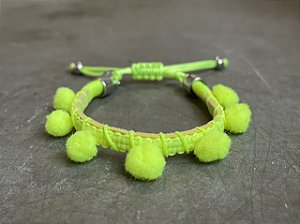 Pulseira Pompom Amarelo Neon