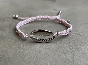 Pulseira Búzio Macramê Rosa