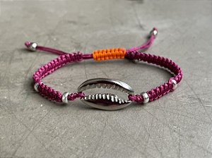 Pulseira Búzio Macramê Vinho