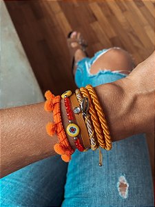 Kit de Pulseiras Laranja e Amarelo