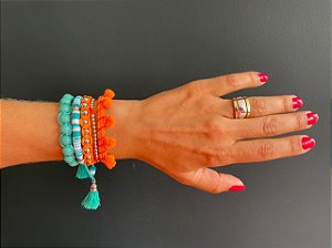 Kit de Pulseiras Laranja e Verde