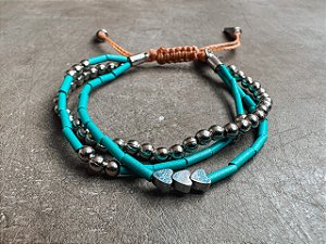 Pulseira Tripla Turquesa