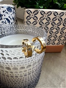 Brincos Dourados Argola com Strass