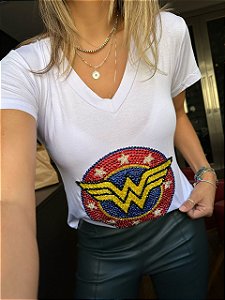 Camiseta T-Shirt Branca - Mulher Maravilha - Tam P