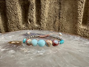 Pulseira Pedra Natural Jásper Imperial Azul