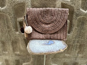 Bolsa Clutche de Palha Marrom