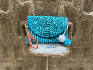 Bolsa Clutche de Palha Azul