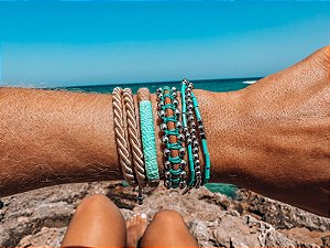 Kit de Pulseiras Azul Turquesa e Bege