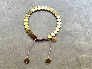 Pulseira Hematita Coração Dourado Grande