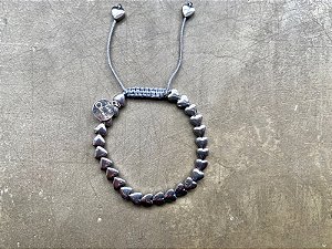 Pulseira Hematita Coração Prateado