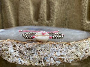 Pulseira Rosa com Búzio de Olho Grego