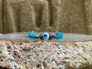Pulseira Azul Mini Cristais de Olho Grego