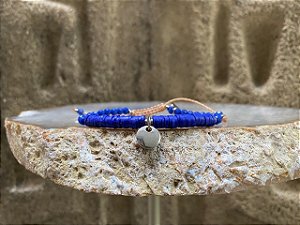 Pulseira Azul e Prateado com Moedinha Lisa